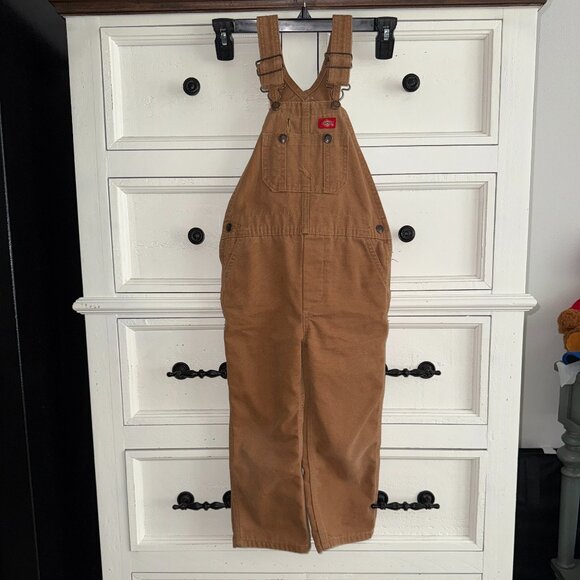 Dickies Little Boys Toddler Bib Overall 4T Rinsed Brown Duck - Picture 1 of 9